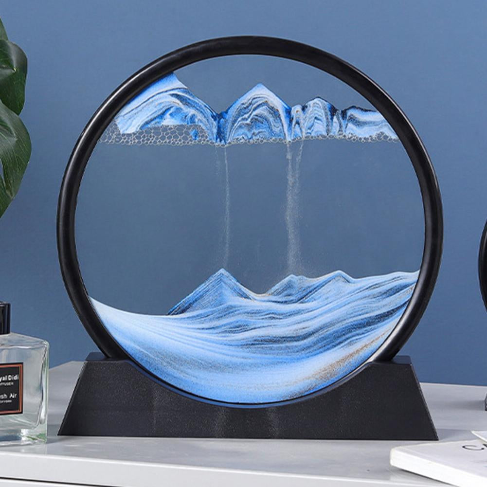 3D Mountain Sandscape Art Picture Round Moving Hourglass Motion Display Flowing Sand Painting Home Decor