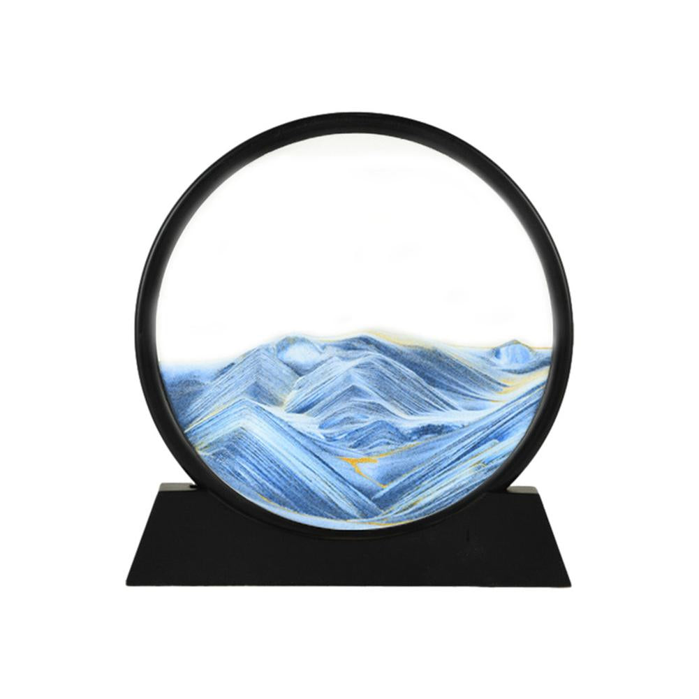 3D Mountain Sandscape Art Picture Round Moving Hourglass Motion Display Flowing Sand Painting Home Decor